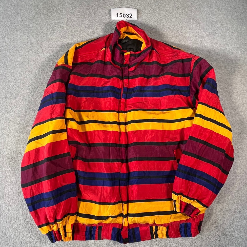 Vintage Fuda International Bomber Jacket Mens XL Multi Excellent Silk Striped